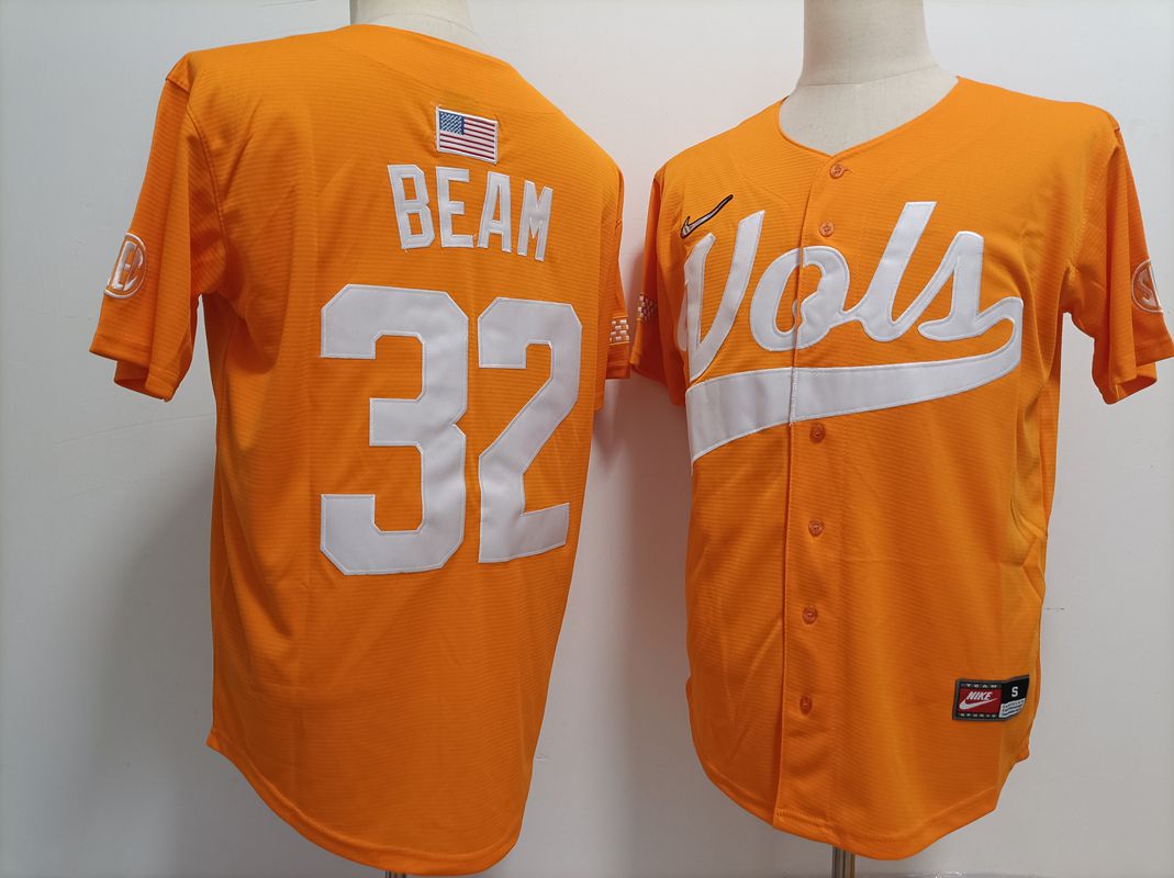 Men Tennessee Volunteers #32 Beam Yellow Nike 2025 NCAA Jersey->ncaa teams->NCAA Jersey